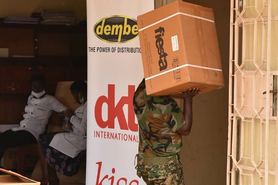 Dembe Group & DKT International make a donation of condoms worth UGX 2 Billion (USD $550,000) to the Uganda Peoples’ Defence Forces (UPDF).