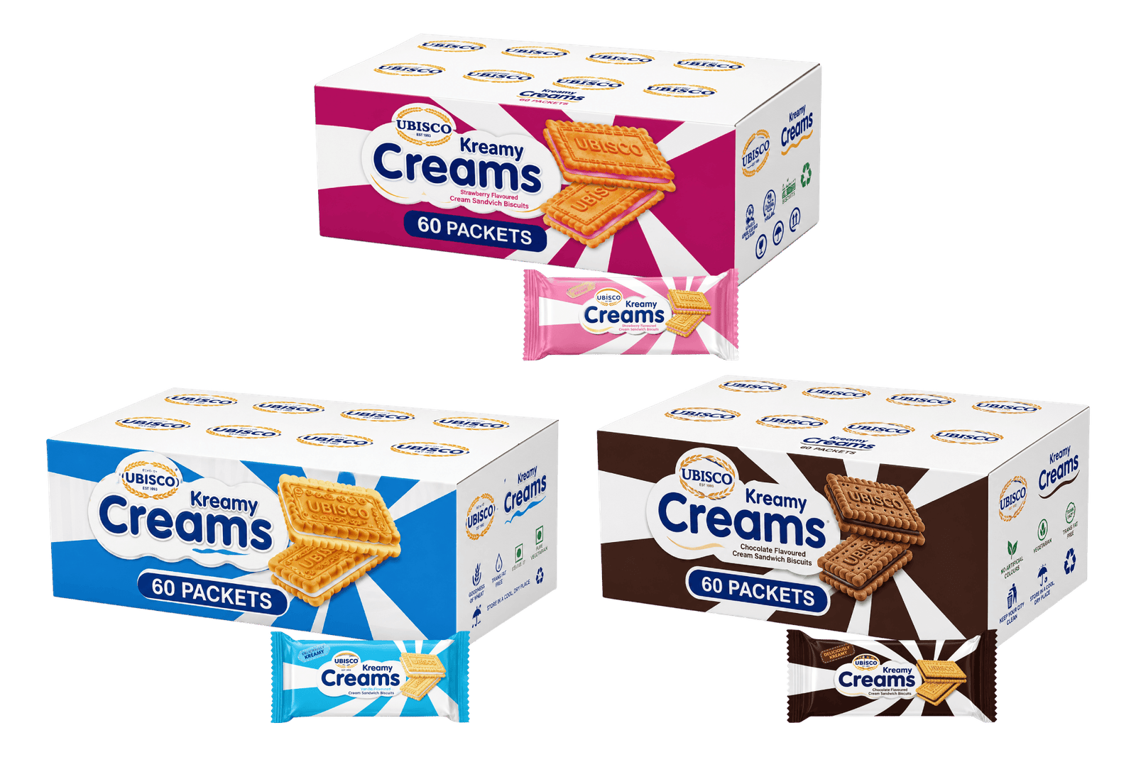 Kreamy Creams Sandwiched Biscuits - 60 Packets