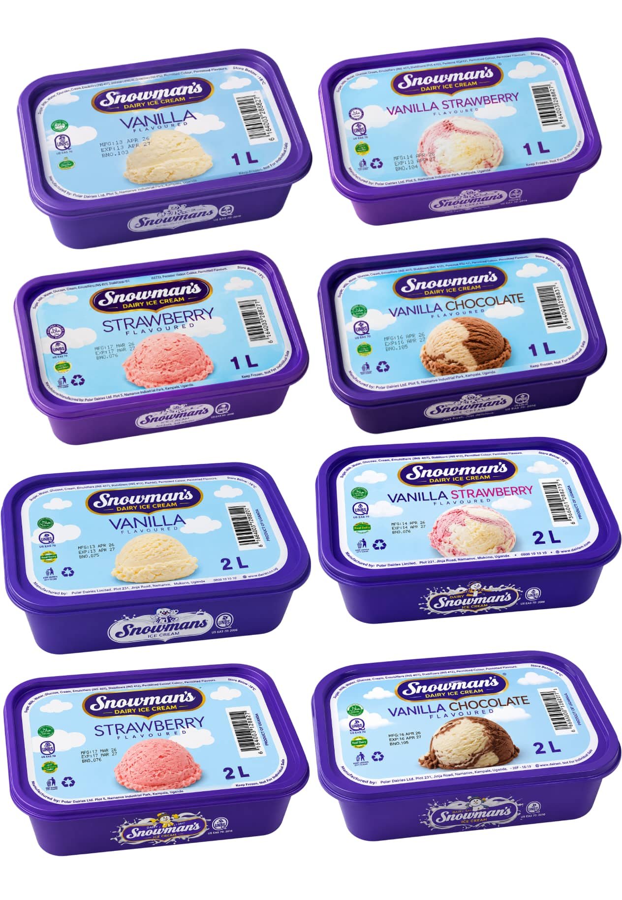 Snowman's 1 and 2 Litre Tubs